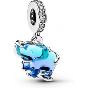 Charm Colgante de Cristal de Murano Azul Elefante