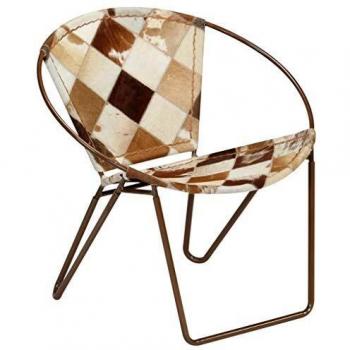 vidaXL Silla de Relajación de Cuero Auténtico Rombos Marrón 69x69x69 cm Sillón