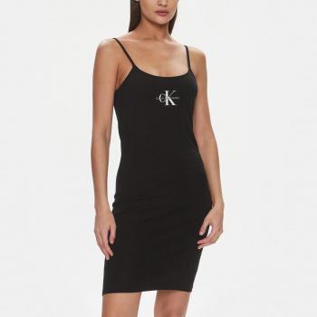 Vestido Mujer Calvin Klein Monologo Strappy - Algodón Regenerado Elastano Negro