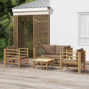 vidaXL 5-Piece Garden Lounge Set with Taupe Cushions and Bamboo Frame