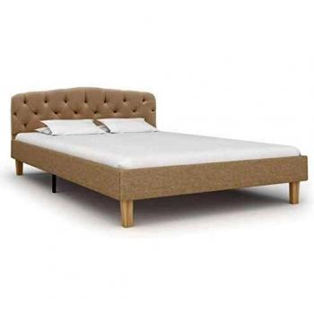 vidaXL Estructura Cama Tela Somier Mobiliario Decoración Hogar Casa Clásica Práctica Cómoda Moderna Robusta y Duradera Sin Colchón Beige 120x200cm