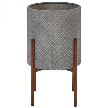 Macetero de metal gris para interior y exterior 31 x 31 x 52 cm Alatum