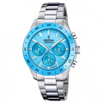 Reloj de mujer Festina Ceramic F20693/3 Azul de acero plateado