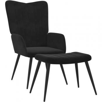 Sillón de Relax Day and Night con Taburete de Terciopelo en Negro