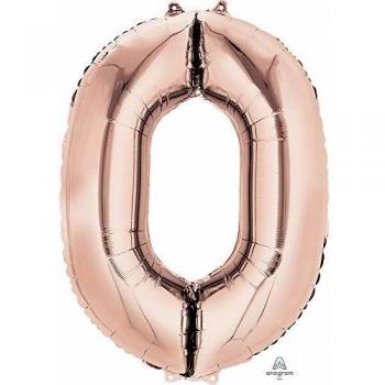Globo metalizado Rosa Dorado número 0
