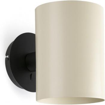 Aplique de pared Guadalupe negro/beige 1 bombilla 23cm Faro Barcelona