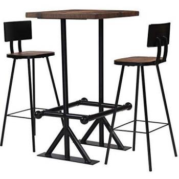 vidaXL Bar Set 3 Piece Solid Reclaimed Wood, includes a table and two stools, made of solid reclaimed wood, rustic design, suitable for indoor and outdoor use