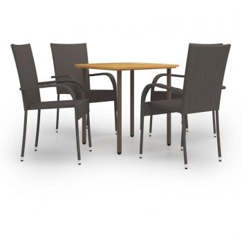 vidaXL 5 Piece Garden Dining Set Poly Rattan Brown