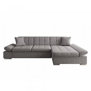 Sofá rinconero Comfivo 152, gris, con función de descanso y caja de ropa de cama, dimensiones 278x161x76cm