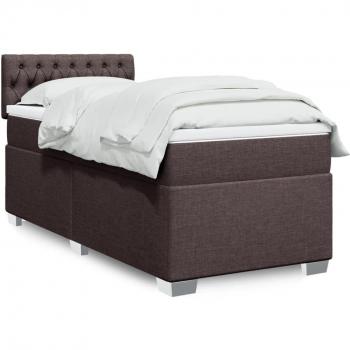 Cama box spring suave con colchón marrón oscuro 90x190 cm Tela