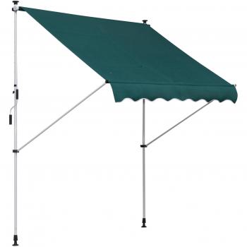 Toldo Manual Retráctil Outsunny 200x150 cm con Manivela de Aluminio Ángulo Ajustable - Verde