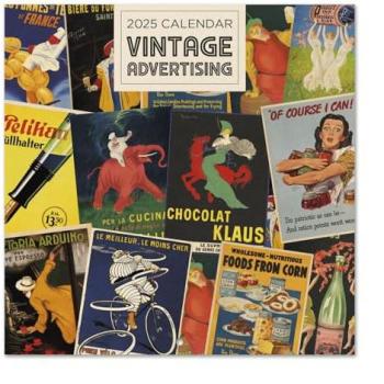 Calendario 2025 Pared 30x30 cm Publicidad Vintage Erik Negro con espacio para anotar e ilustraciones