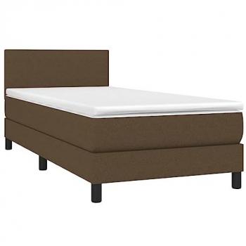 Cama box spring con colchón de tela marrón oscuro 90x200 cm