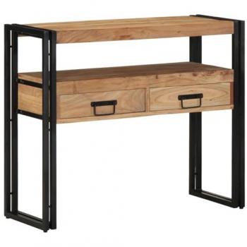 Mesa Consola Moderna Marrón 90 x 33 x 75 cm de Madera Maciza de Acacia y Metal con Diseño Elegante y Compacto