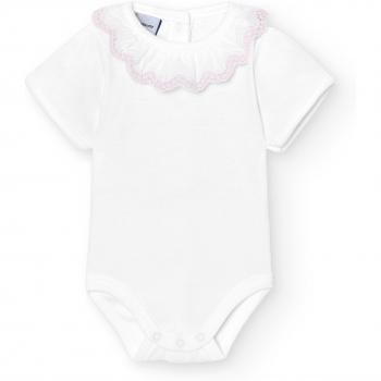 Babidu Body Bebé Cuello Volante Bolillo 1198 - Pack de 2 bodys de bebé, diseño con cuello volante y detalle de bolillo, fabricados en algodón suave para mayor comodidad, cierre con botones en la parte inferior