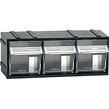 Unidad de almacenamiento modular de plástico L 192 x P 60 x H 77 mm con 3 cubos basculantes transparentes