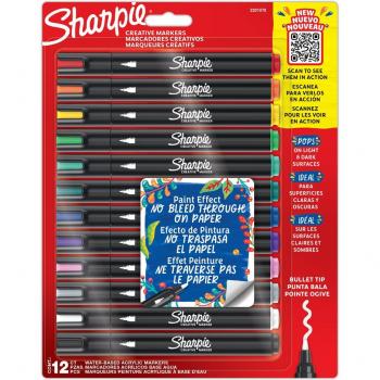 Rotulador Sharpie acrylic punta redonda blister de 12 unidades colores surtidos