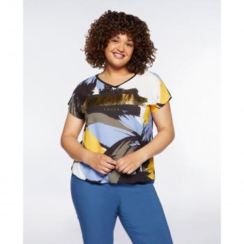 Camiseta de mujer Fiorella Rubino con estampado frontal y elástico en la parte inferior