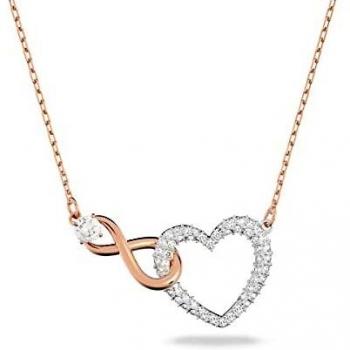 Swarovski Infinity necklace, Infinity and heart, White, Mixed metal finish
