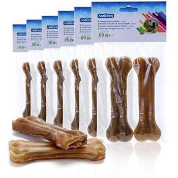 Nobleza - Hueso Prensado para Perros Fortalecedor de Dientes Stick Dental Dog Snack, Hueso de Nudillos de Cuero Crudo, Hueso para morder, 12.5 cm,