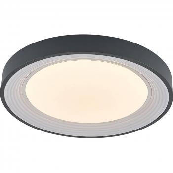 Plafón LED Lindby Lindum, RGB, CCT, control remoto, atenuable, moderno en gris hecho de metal para salón y comedor (1 llama)