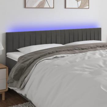 Cabecero Led Terciopelo Gris Oscuro 180x5x78/88 cm