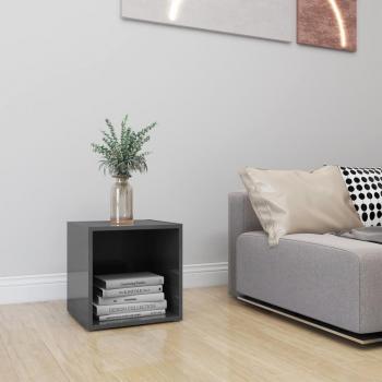Mueble TV de madera contrachapada y aglomerado gris brillante 37x35x37 cm, Mueble de salón, Mesa de TV, Mueble televisor