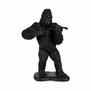 Figura Decorativa Gorila Violín Negro Resina 17 x 41 x 30 cm (3 Unidades)