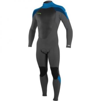 O'Neill Youth Epic 4/3 Back Zip Full Wetsuit - Traje de neopreno de manga larga, cremallera trasera, grosor 4/3mm, cuello doble Super Seal, color negro y azul Bali,