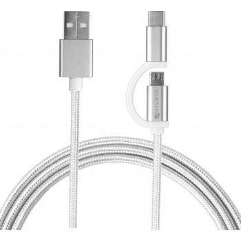 4smarts 468549 USB de a a Micro USB/USB de c Cable de datos con cable de tela abrigo