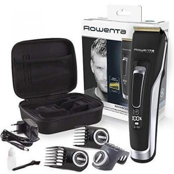 Rowenta Advancer TN5240F0 - Cortapelos hombre con cuchillas de acero inoxidable con revestimiento titanio, gran autonomía de hasta 120 min, función Turbo, carga rápida, indicador de batería y neceser
