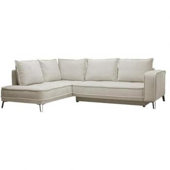 Sofá rinconera izquierda convertible de tela beige BALCORIA de Maison Céphy