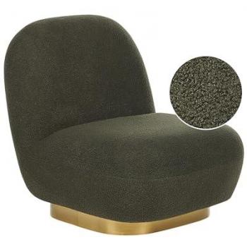 Sillón Glamuroso Art Deco Bouclé Verde con Base Dorada Loviisa