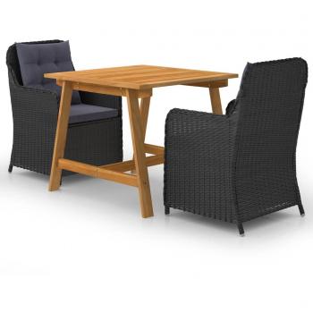 3-Piece Black Garden Dining Set