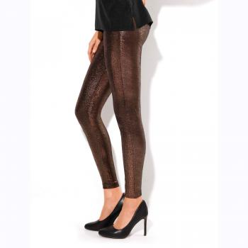 VENCA Legging Mujer símil Piel Serpiente Acabado Metalizado Mujer by VencaSt - 117100,Cobre,XXL