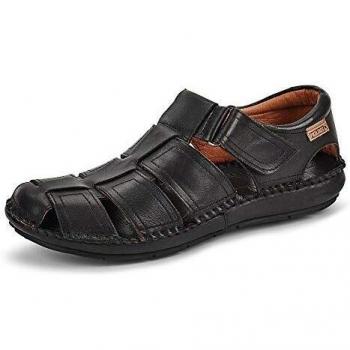 Pikolinos Tarifa Men's Fisherman Sandals - High-Quality Calfskin Leather - Black
