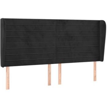 Cabecero con orejas de terciopelo gris claro 163x23x118/128 cm
