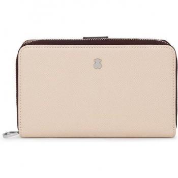 Cartera Tous New Dubai mediana en color beige con estampado de triángulos - Edición especial