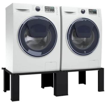 Pedestal para Lavadora 2 pcs Negro 127 x 54,5 x 32,5 cm Acero Resistente y Moderno