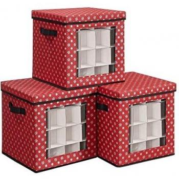 Cajas de Almacenamiento para Bolas de Navidad Rojas - Set de 3