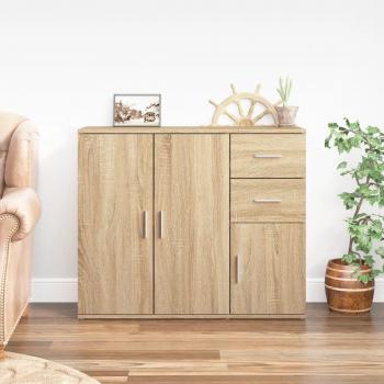 Aparador de Madera Contrachapada Roble Sonoma 91x29,5x75 cm - Mueble de Almacenaje de Salón, Buffet para salón, Armario Auxiliar, Armario de Almacenamiento