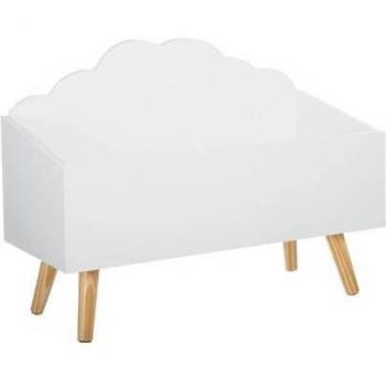 Baúl Infantil Douceur de Miroytengo, 58 cm, Melamina Blanca con Patas de Madera Clara, ideal para Espacio y Decoración en tu Hogar