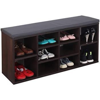 RICOO WM033-EB-A Banco Zapatero 104x49x30cm Armario Interior con Asiento Organizador Zapatos Mueble recibidor Perchero Madera Roble marrón