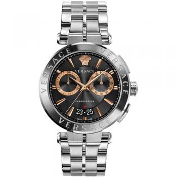Versace Swiss Chronograph Stainless Steel Watch, Gray male, Size: ONE SIZE
