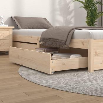 Camas de madera de pino sólido con cajones, 2 unidades, color marrón, Vidaxl
