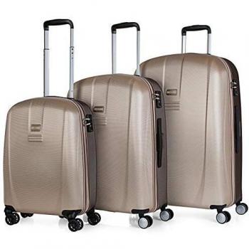 JASLEN - Juego de Maletas de Viaje Ligeras 3 Pzs. Set Trolley ABS 4 Ruedas