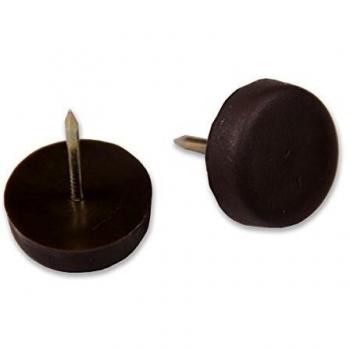 Brinox B77865M Deslizador plástico con clavo, Marrón, Diámetro 22 mm, Set de 50 Piezas