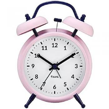 Reloj Despertador Analógico Sin Tic-Tac con Luz LED Nocturna - Fisura (9 cm, Metal y ABS, Variedad de Colores)