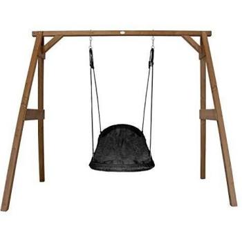 Columpio Nido Roxy de Madera Marrón con Estructura para Niños - 160x254x207 cm