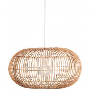 Lámpara colgante Bali de acero y ratán natural, 1 bombilla, diámetro 26 cm